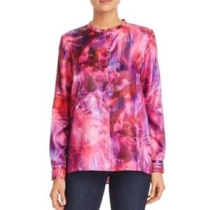 NWT T Tahari Driya Printed Blouse-Pink-Women’s Medium